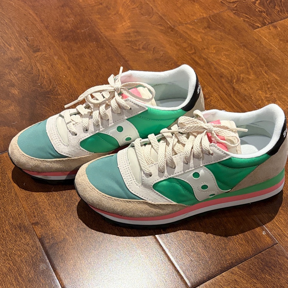 Saucony Teal, Green & Cream Women's Retro Runner Sneakers
